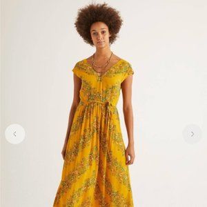 Mustard/G0ldEn r0d*~ Floral Midi Dress -- Fall Wedding, Casual Cuteness